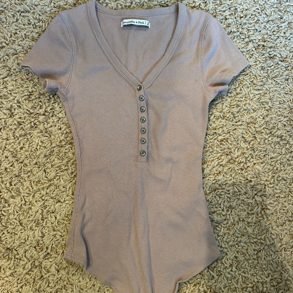 Abercrombie & Fitch Women's Dusty Pink Button Bodysuit